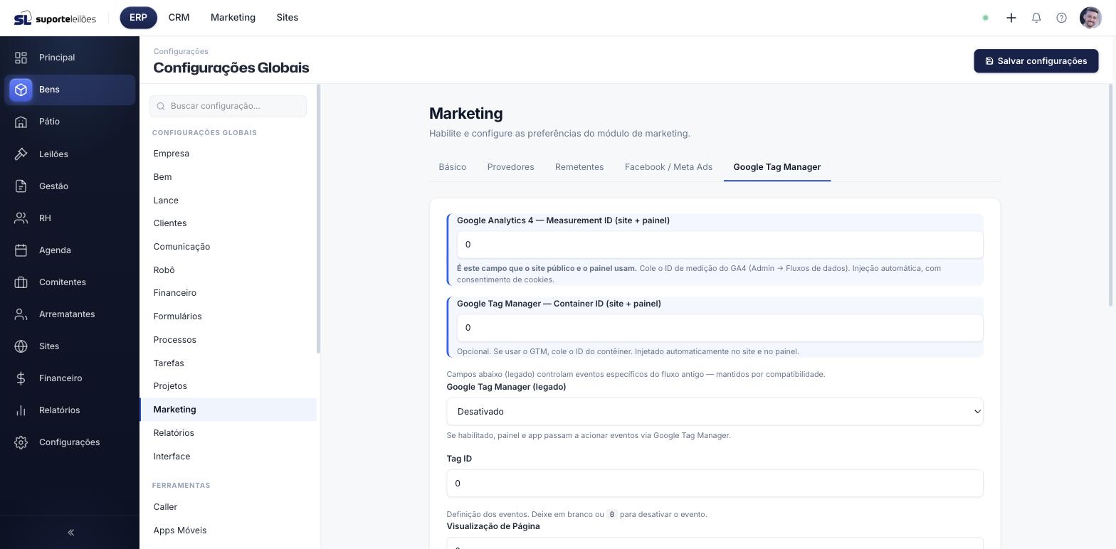 Configuração de analytics