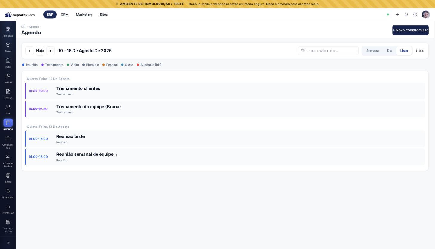 Agenda — visão lista