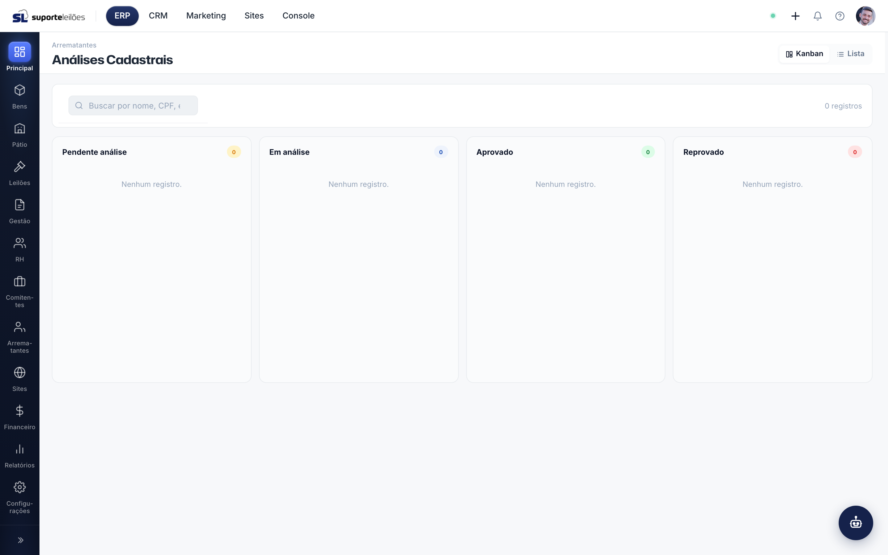 Análises Cadastrais — Kanban
