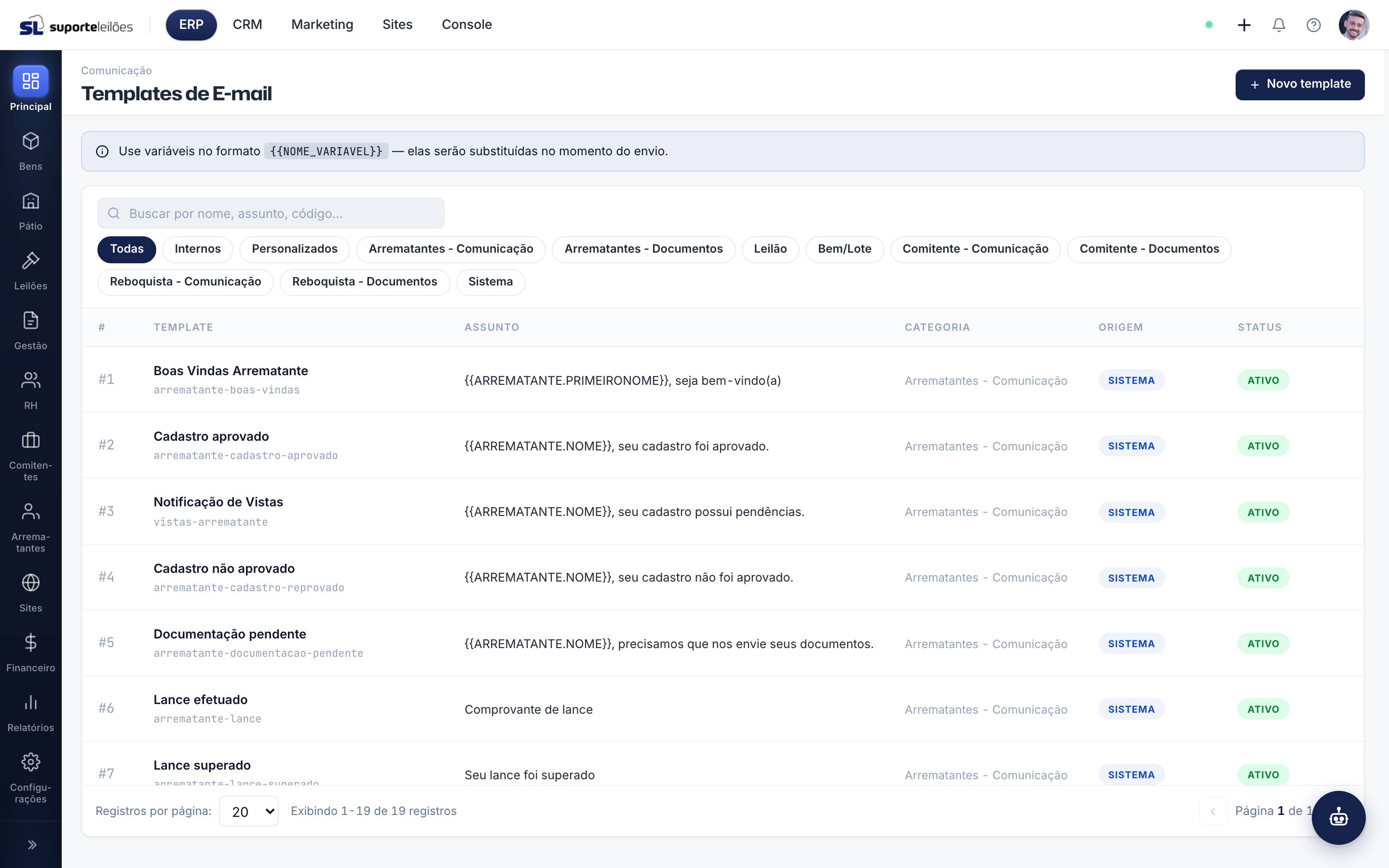 Templates de E-mail