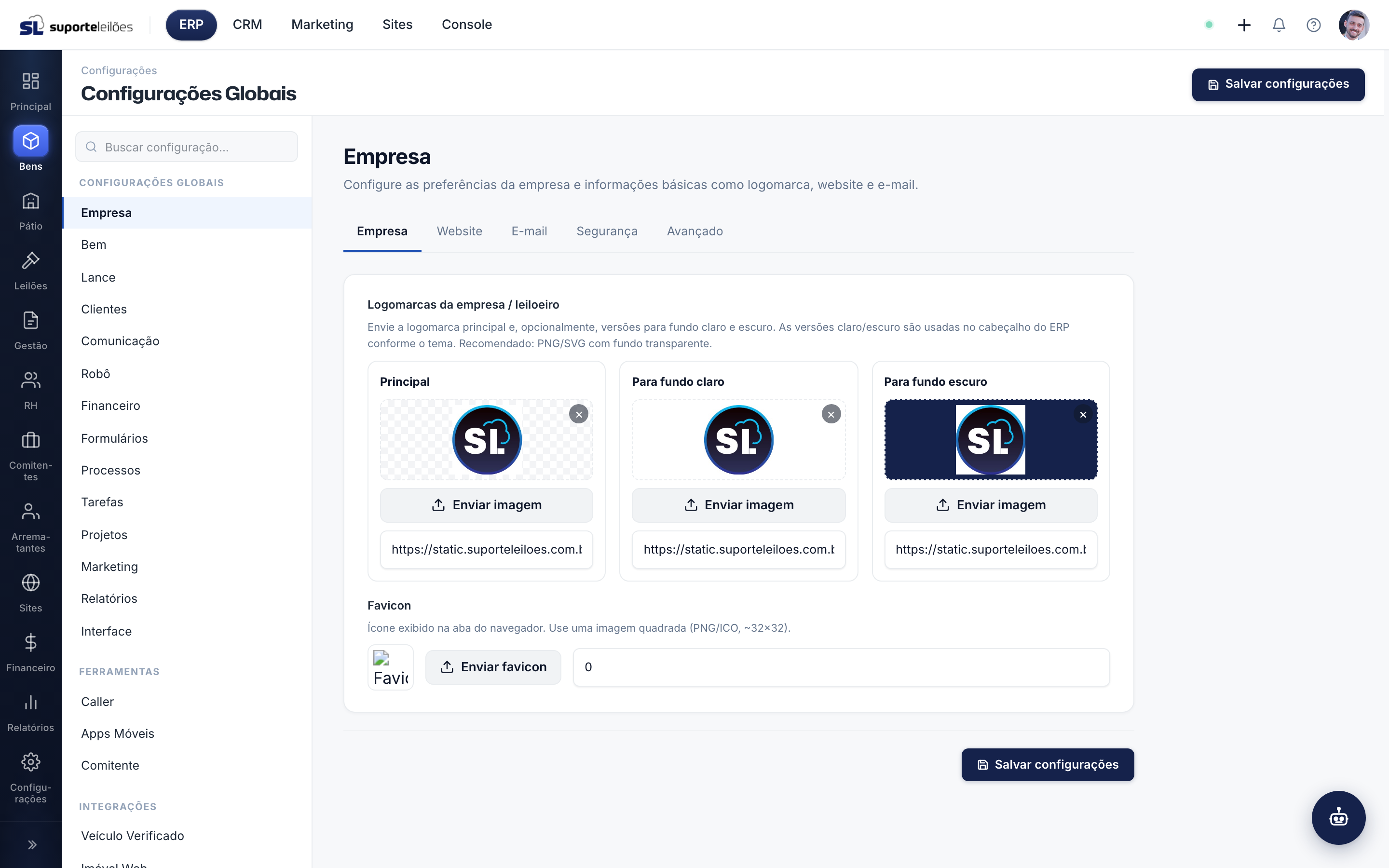 Configurações Globais