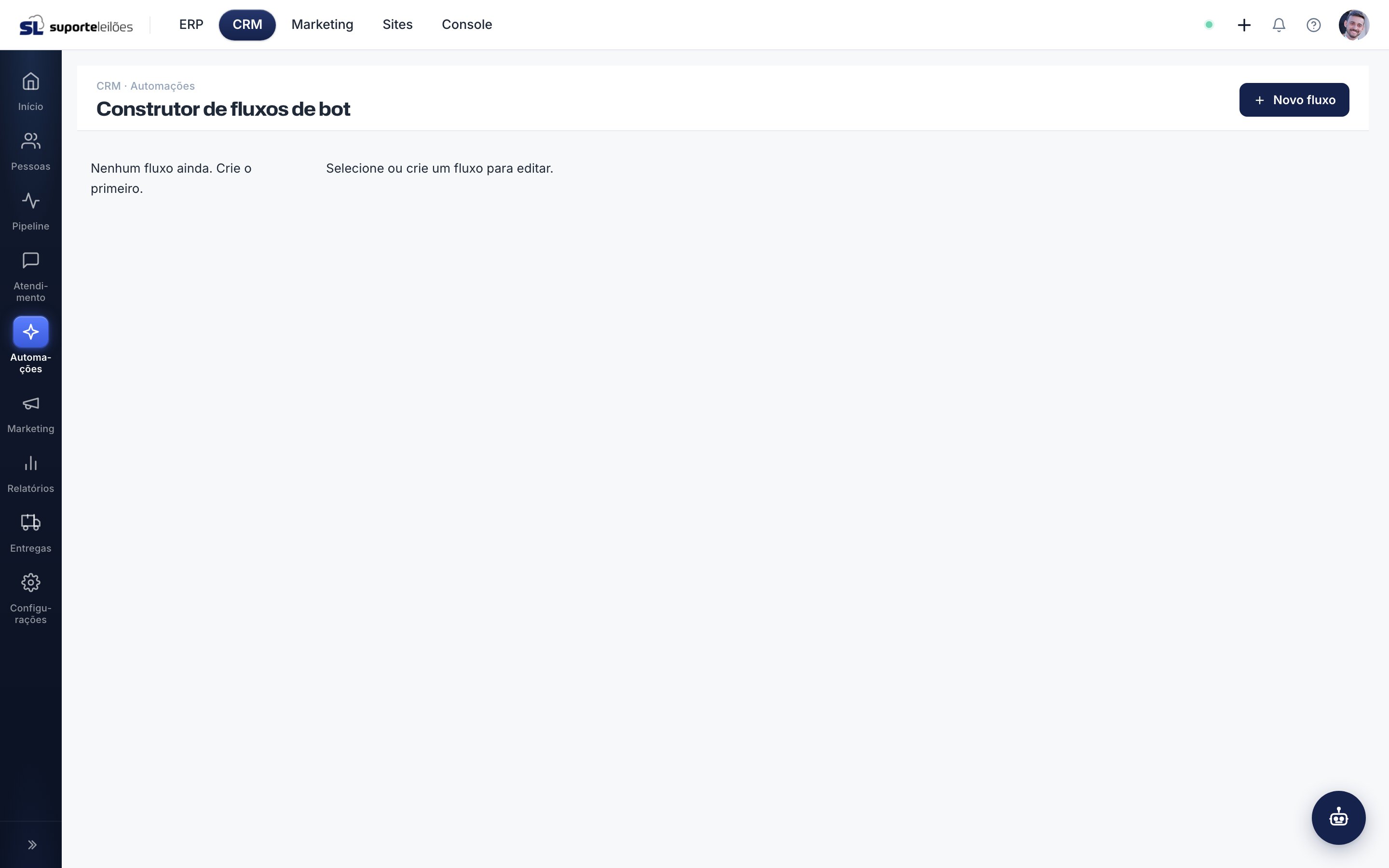 Construtor de fluxos de bot