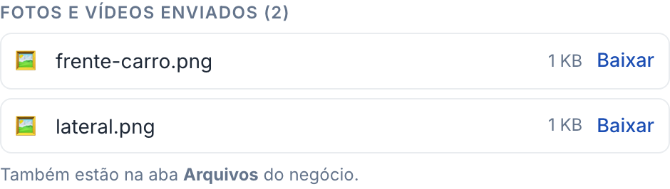 Fotos e vídeos no detalhe do lead
