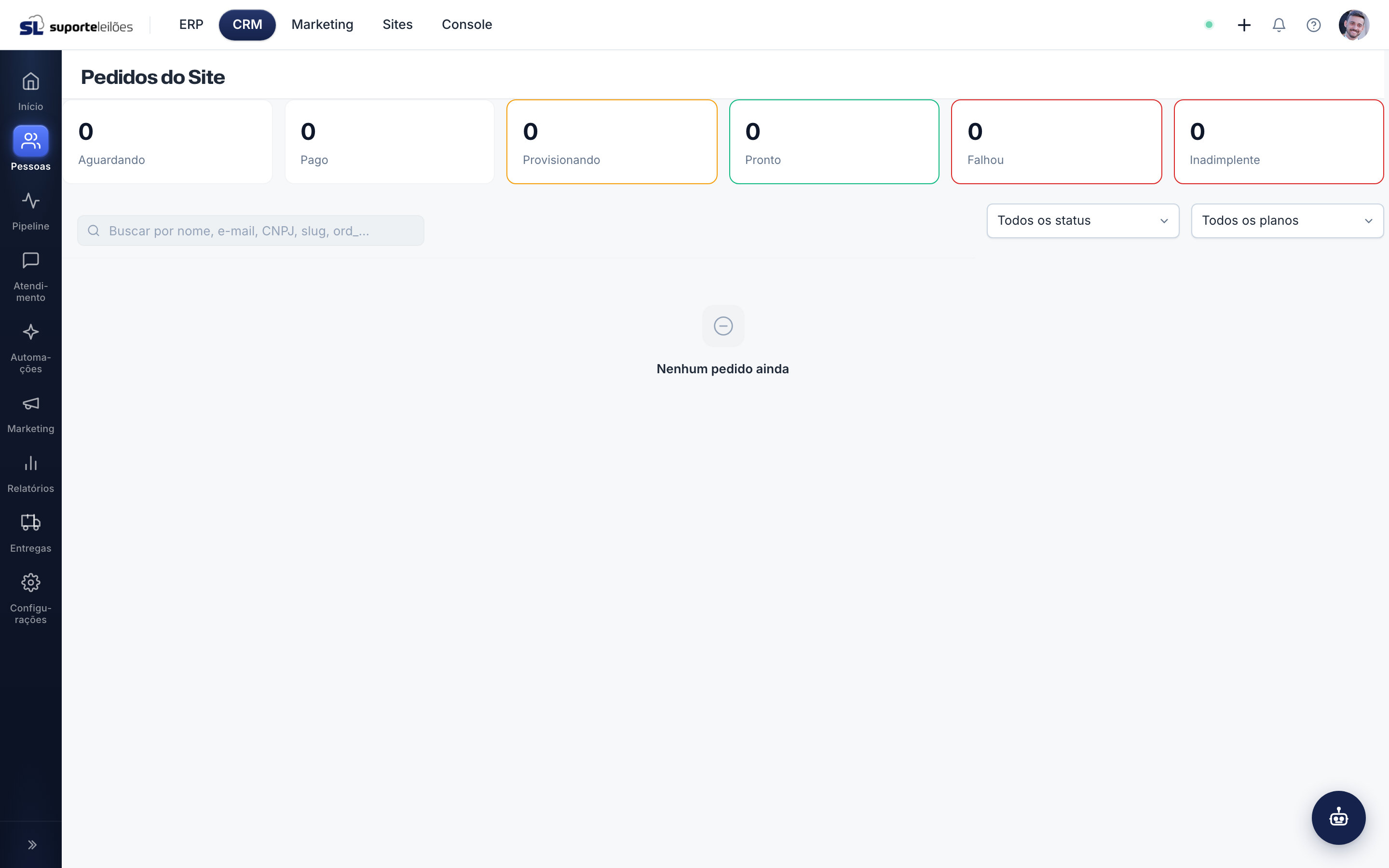 Pedidos do Site
