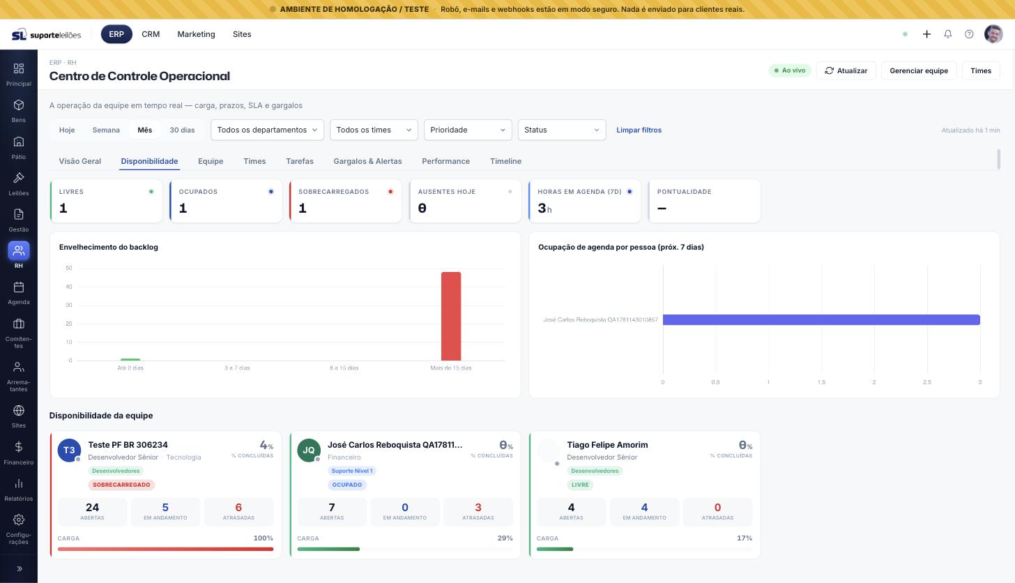 Painel da Equipe — Disponibilidade
