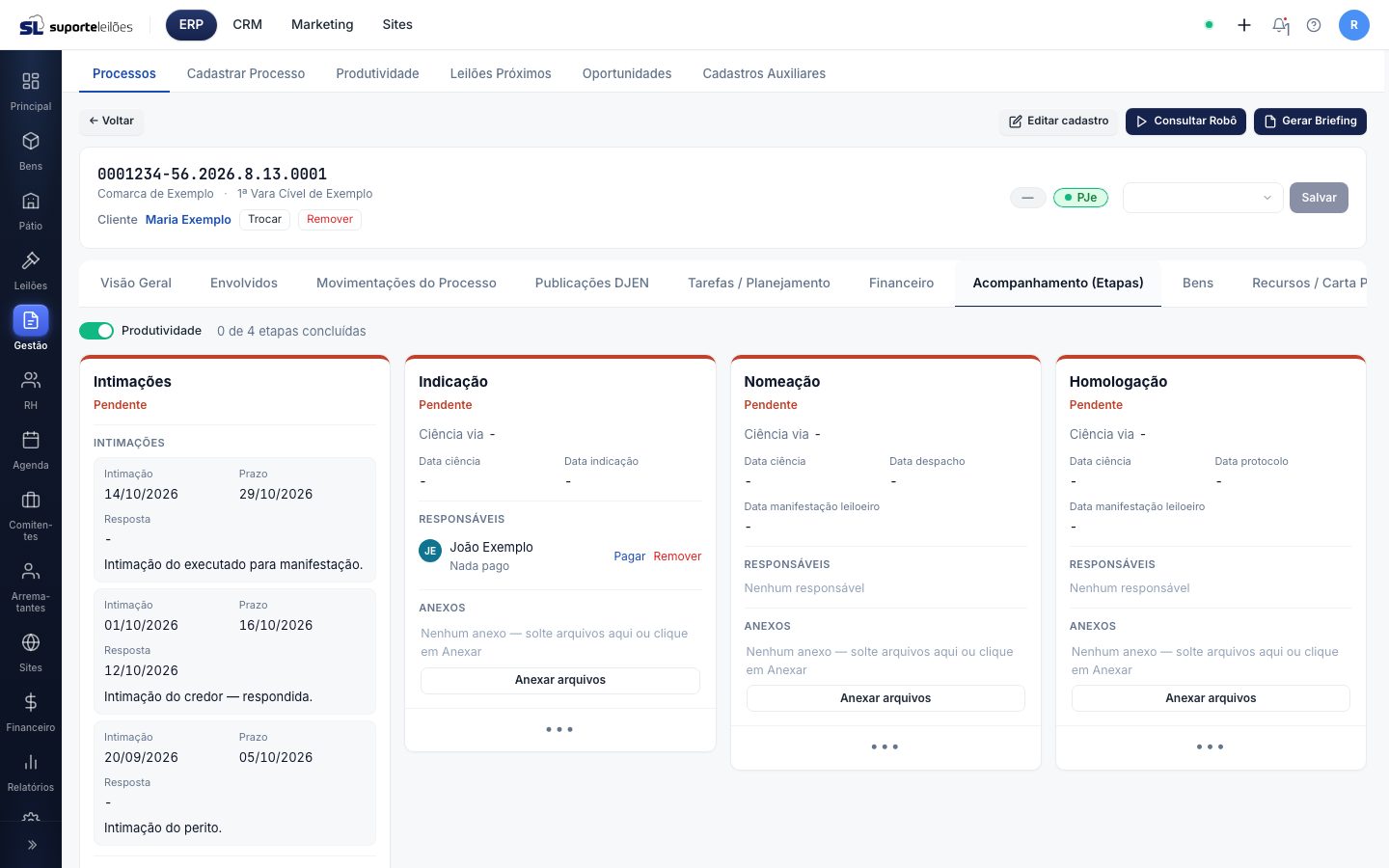 Aba Acompanhamento (Etapas)