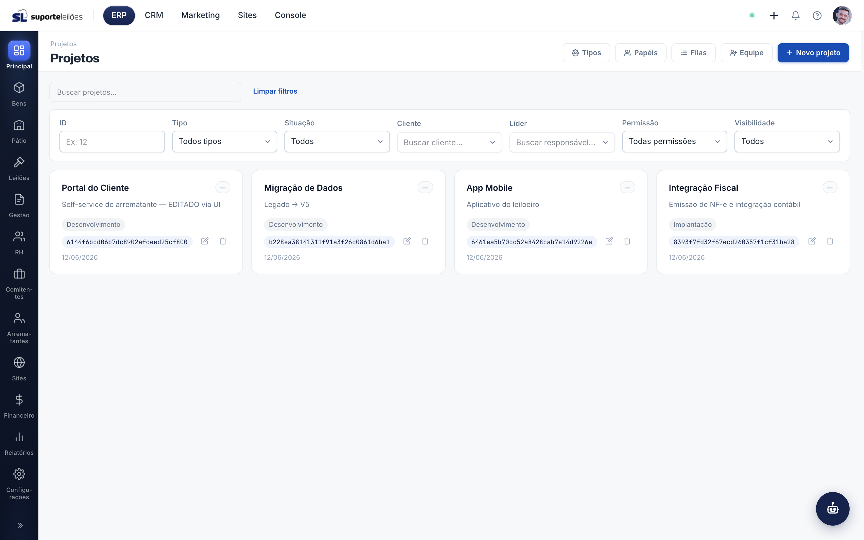 Lista de projetos