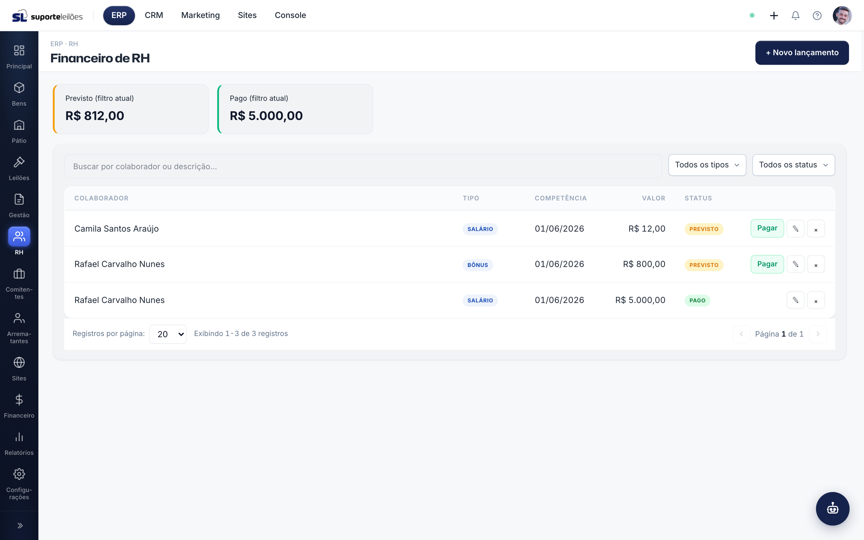 Financeiro de RH